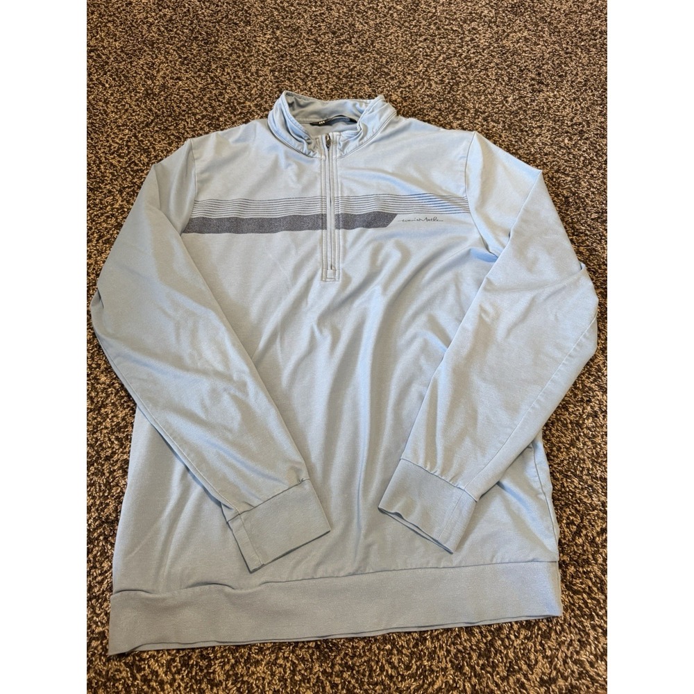 Travis Mathew 1/4 Zip Pullover Sweater Men's Medium Blue Cotton Blend